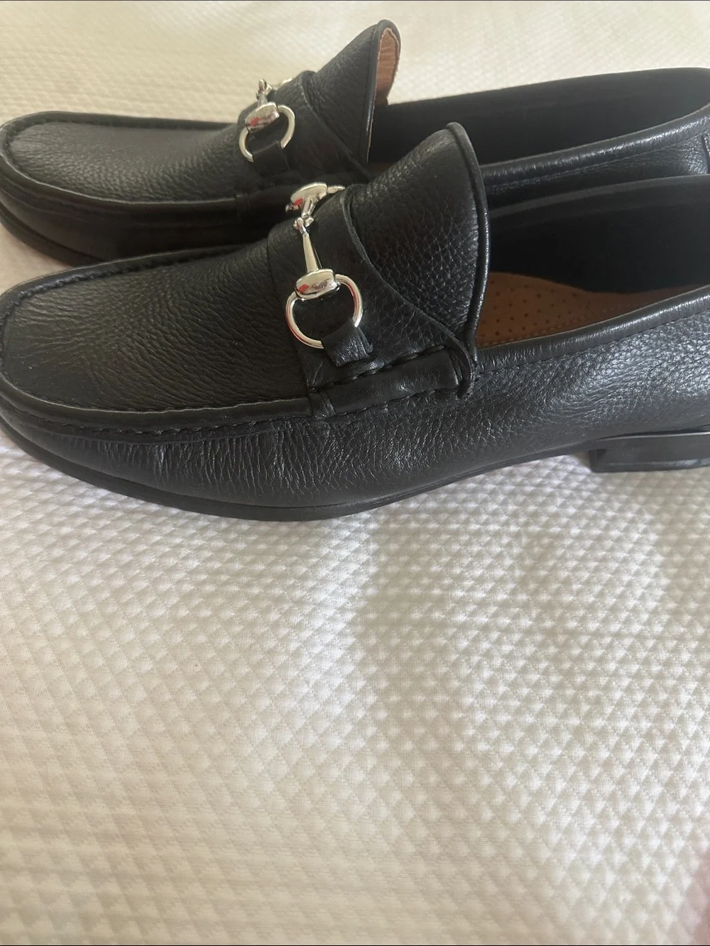 Martin Dingman Black Pebbled Leather Bit Loafers